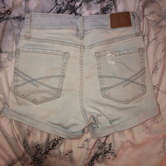 High Waisted Light Wash Jean Shorts - Picture 2 of 5
